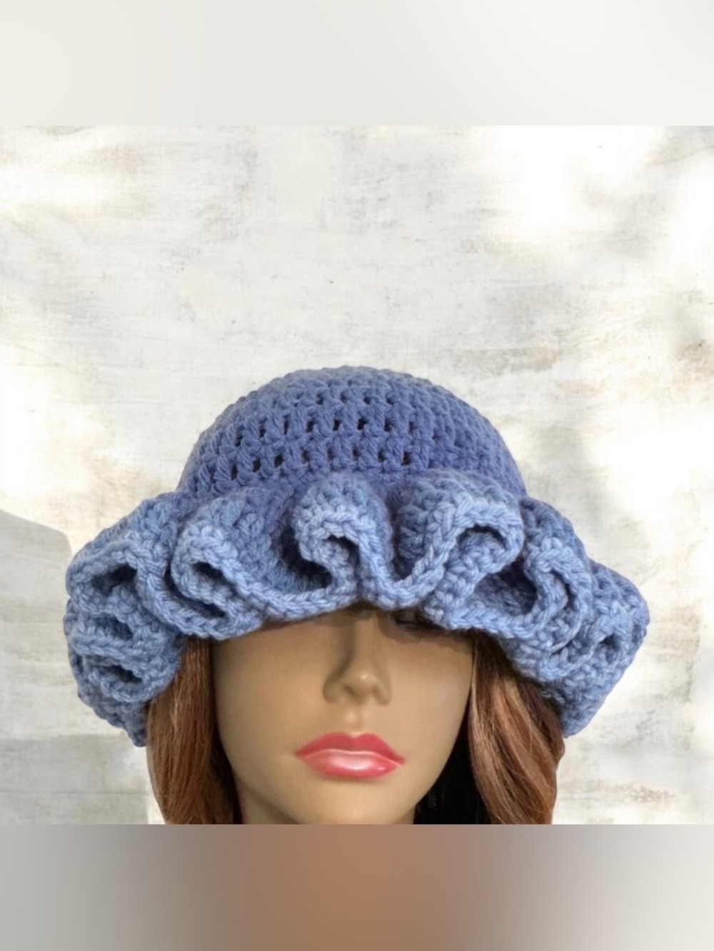 Chic Blue Ruffled Women's Hat